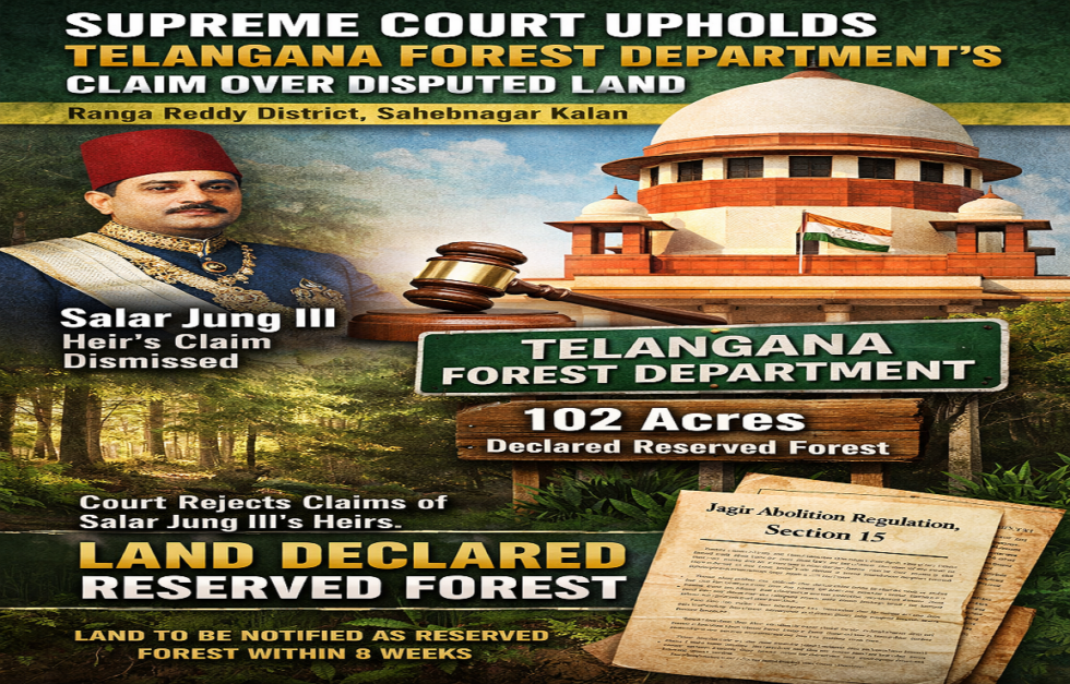 Deccan Alert | Supreme Court Upholds Telangana Forest Department's Claim over Disputed Land in Ranga Reddy District